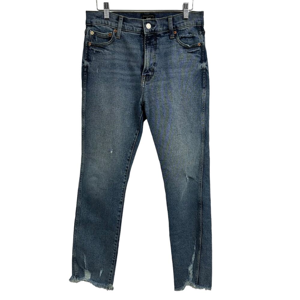 Gap Women's High Rise Slim Straight Jeans size 8 Distressed